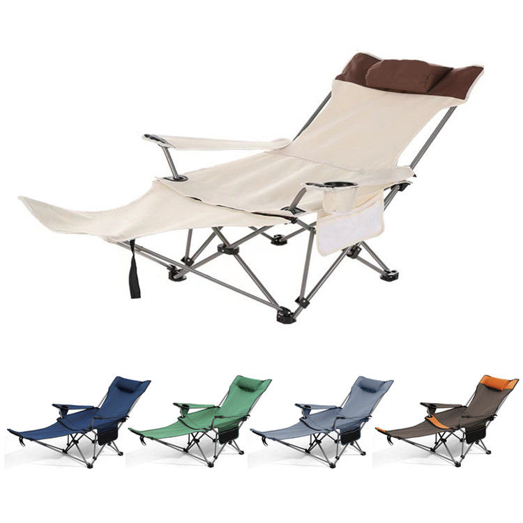 Silla de playa plegable portátil para acampar al aire libre con reposabrazos y diseño de reposabrazos extraíbles