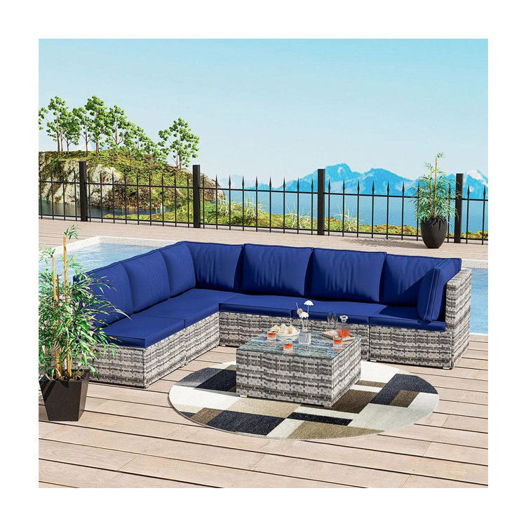 Muebles de exterior de diseño moderno de ratan PE para jardín