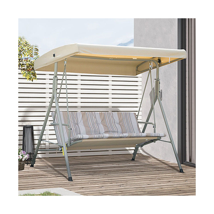 Diseño moderno AJUNION 3 asientos exterior marco de metal patio columpios sofá silla de cama oscilante
