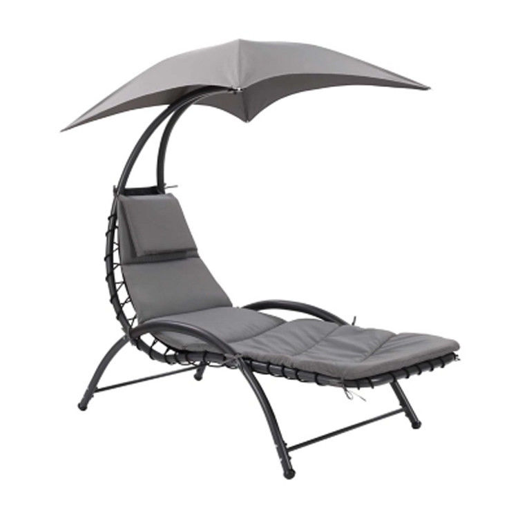 Sillón colgante de cama con techo de metal para exteriores Patio de playa y jardín con toldo de 118*171*165 cm
