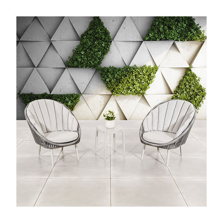 Muebles de balcón de jardín de tejido de cuerda 3 piezas de aluminio Salón de estar con mesa lateral por AJUNION