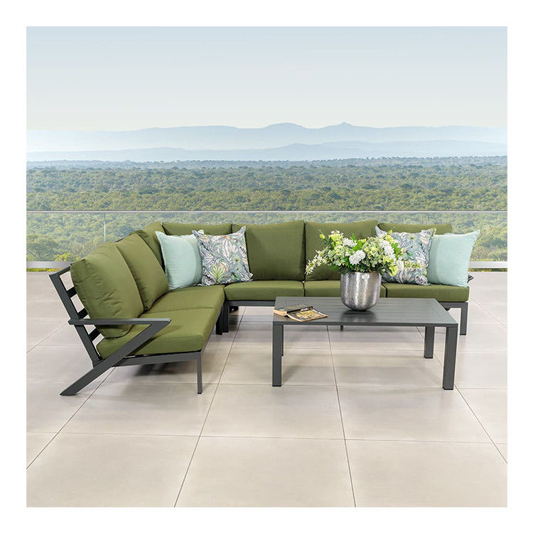 AJUNION Cuadro de aluminio Sofá de esquina exterior Set de salón Set de muebles seccionales de jardín