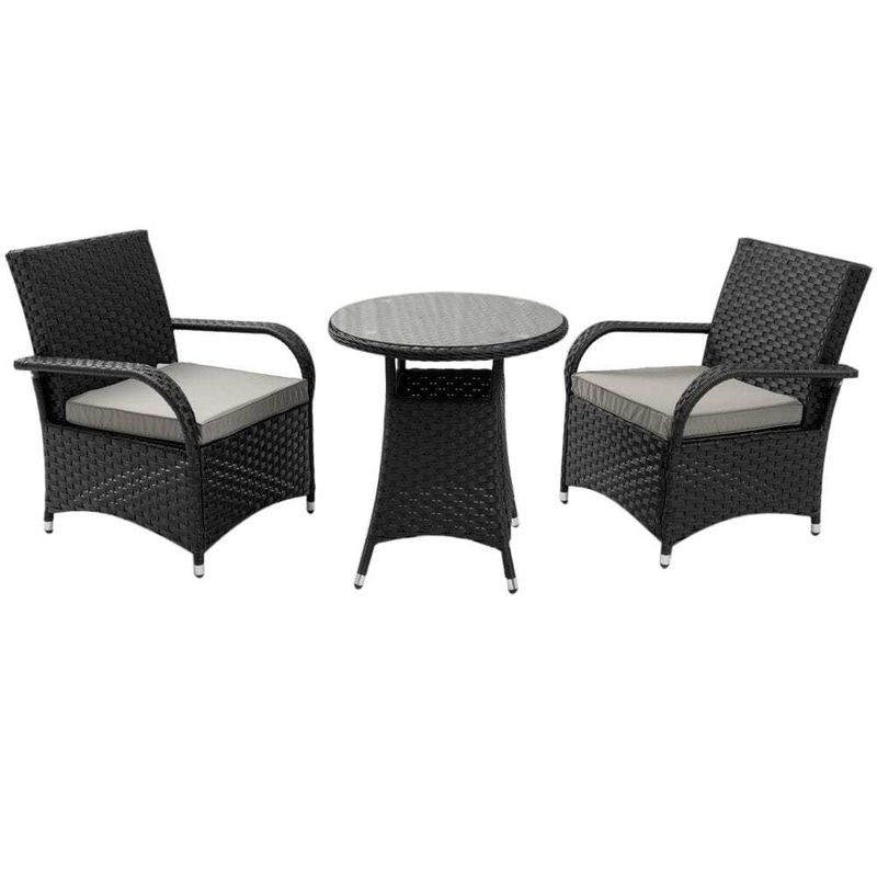 Muebles para exteriores modernos AJUNION Muebles para exteriores modernos con 2 asientos de vícara de ratán de chat resistentes a los rayos UV