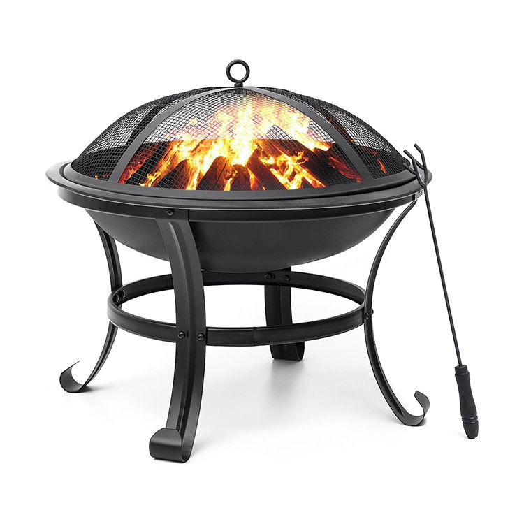 Fuego redondo de acero con leña para jardín exterior y barbacoa en el patio trasero