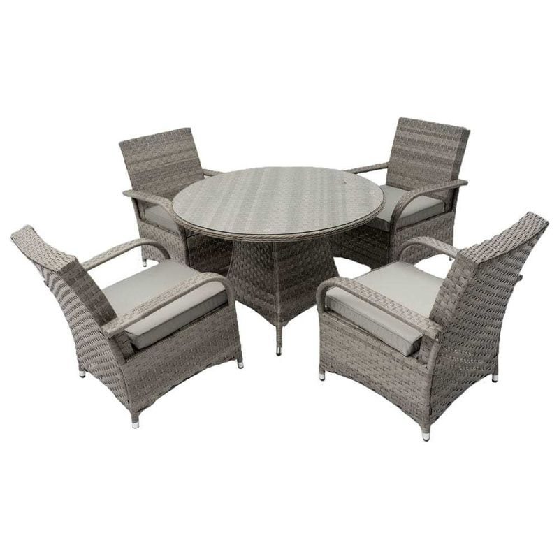 Mesa redonda Muebles de comedor al aire libre Wicker Rattan Jardín Conjunto para 4 plazas por AJUNION