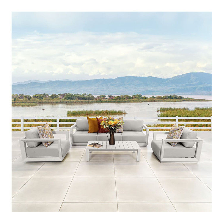 Muebles de patio modulares de aluminio AJUNION 4 piezas Sofá de salón al aire libre