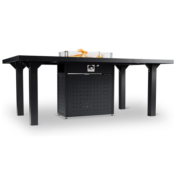Mesa de comedor rectangular de fuego sin humo de gas de propano de fuego de pozo de mesa para jardín patio