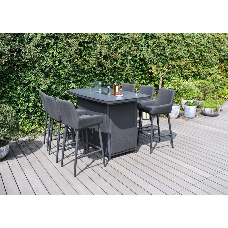 Conjunto de bar de lujo al aire libre Muebles de aluminio Muebles de jardín Conjunto de comedor con chimenea 87kg