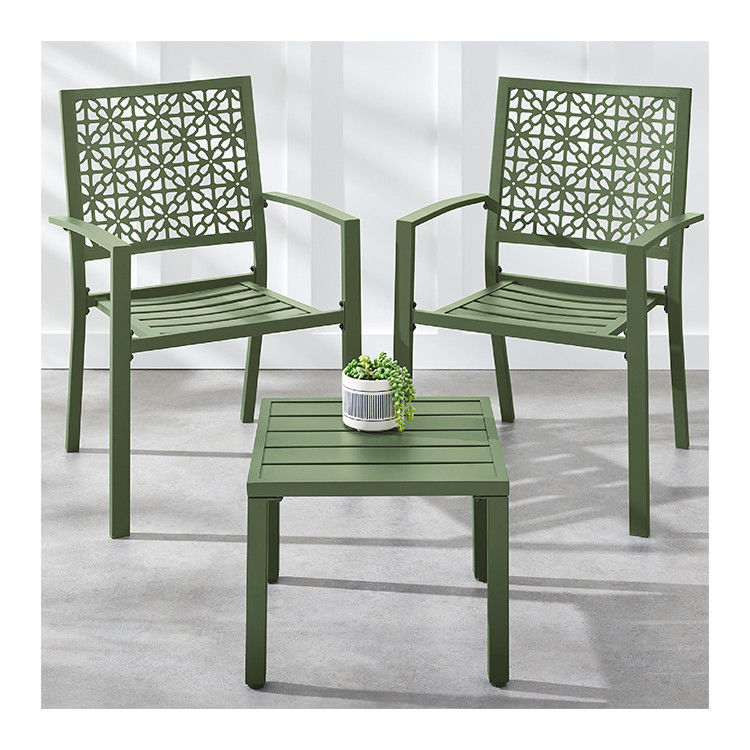 Muebles de exterior AJUNION Moderno de acero KD marco de jardín conjunto de sillas apilables conjunto de bistró