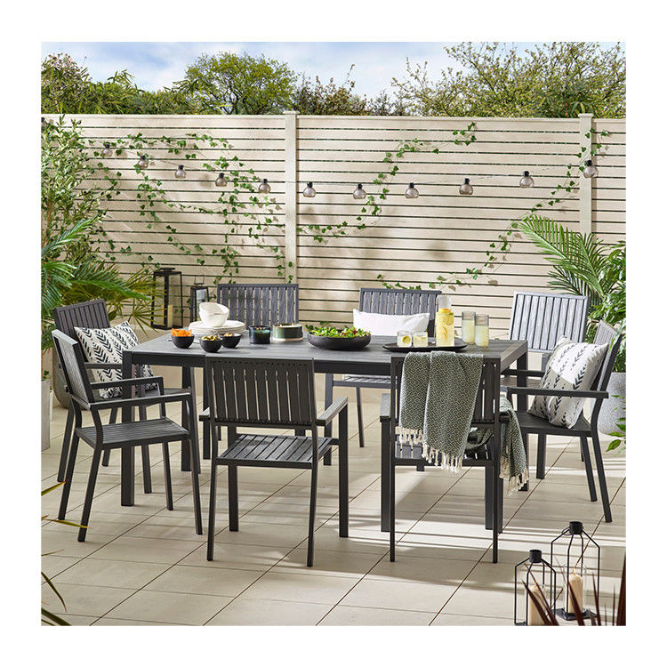 Set de comedor para patio de la villa AJUNION 8 asientos Mesa y sillas al aire libre con marco de aluminio