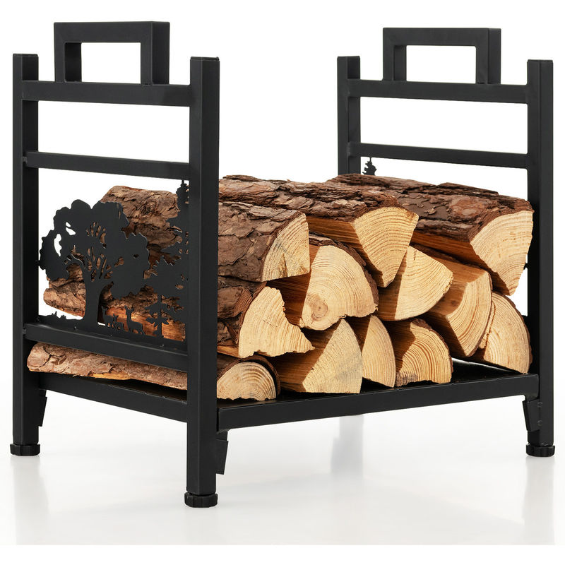 Estante de leña de metal duradero para almacenamiento de troncos de chimenea decorativa W33 x D45 x H44cm