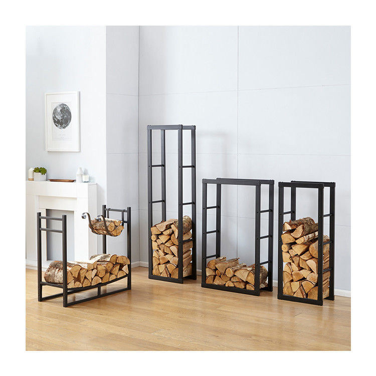 Estante de almacenamiento de leña de acero resistente para interiores y exteriores tamaño grande W40x D25 x H150cm