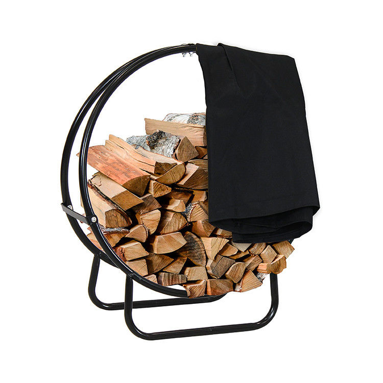 Estante para leña interior y exterior AJUNION Soportador de troncos redondos 3.72kg Acero recubierto en polvo