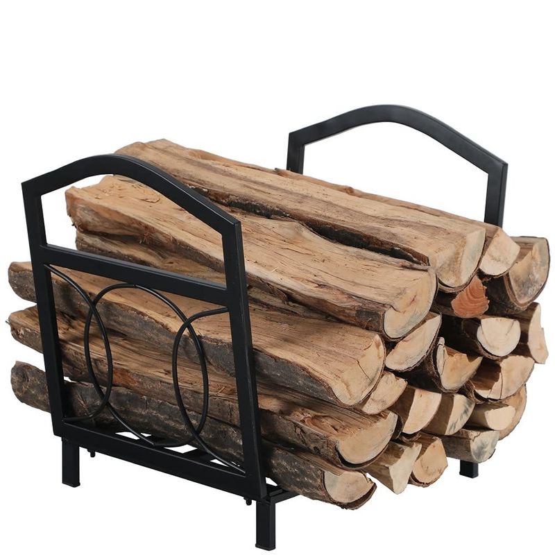 17"L x 13"W x 16"H pequeño porta leña de acero exterior chimenea de almacenamiento de madera