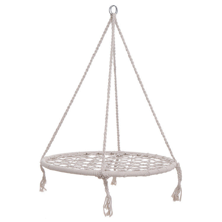 Silla de swing de metal para acampar en jardines interiores con cuerda de algodón y diseño plegable
