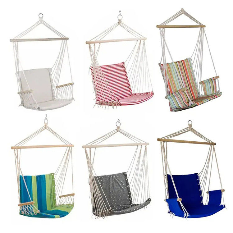 Silla de oscilación exterior con hamaca colgante con cuerda de algodón