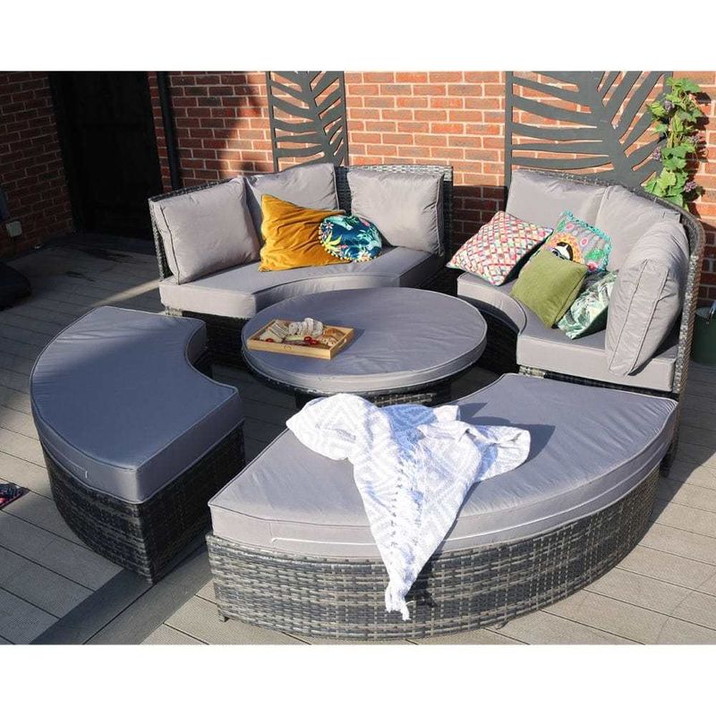 Mesa de comedor ajustable wicker sofá tejido conjunto para muebles de cama al aire libre por AJUNION