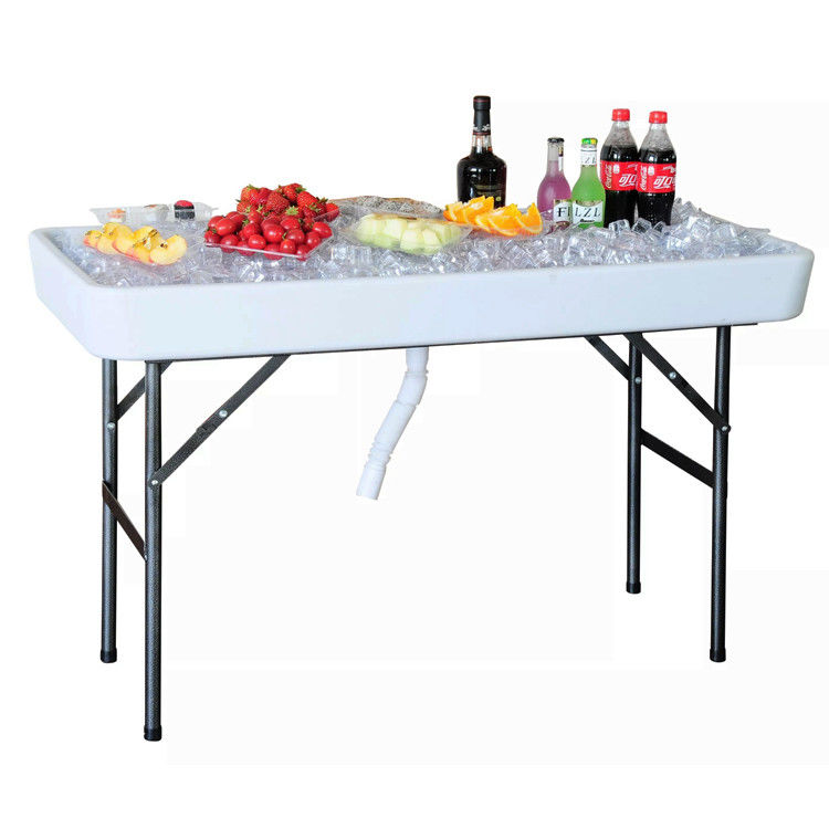 Tabla plegable portátil para fiestas Hotel Camping Plaza HDPE Plástico de metal refrigerador de hielo