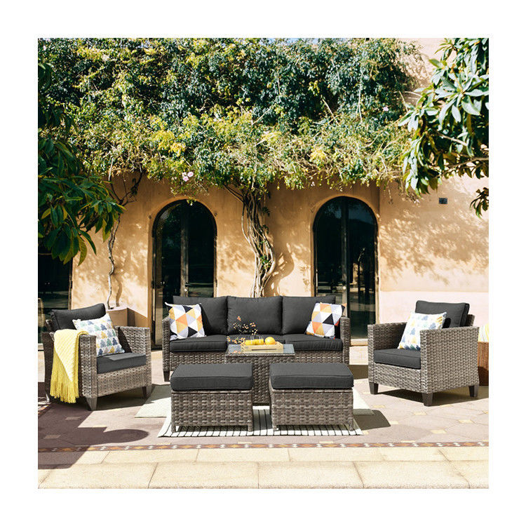 AJUNION PE Sofá de salón exterior de ratán para su jardín 16.2' H X 23.62' W X 21.85' D