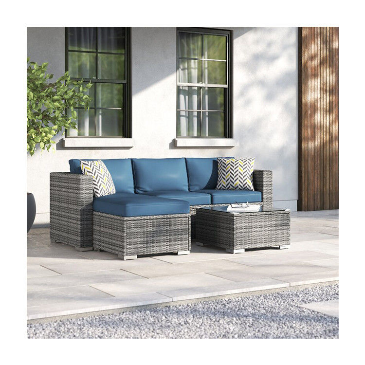 Sofá de Ratan Conjunto de Salón Seccional de 24' H X 78' W X 50.78' D para relajación al aire libre