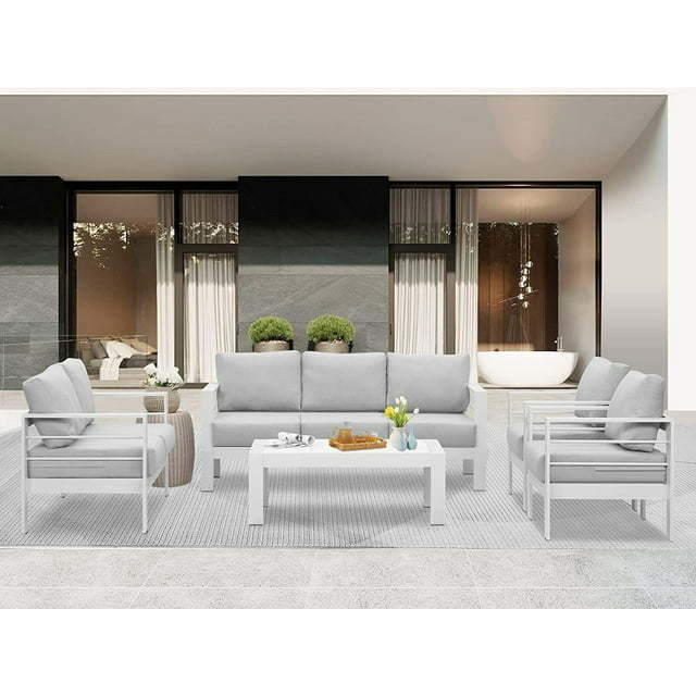 Muebles de jardín para balcón L73"xW26"xH25" Sofá de tres plazas L43"xW24"xH16" Mesa