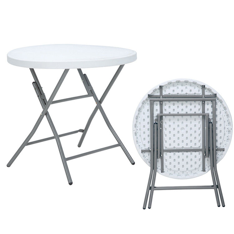 Embalaje de correo Portable de plástico redondo de metal plegable mesa de comedor para el estilo de diseño moderno