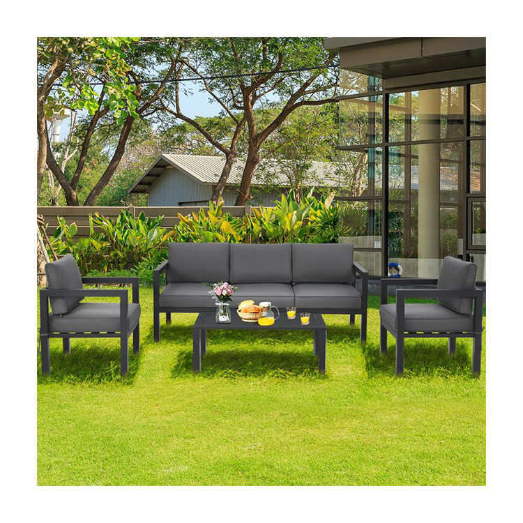 AJUNION 4 piezas Muebles de patio Conjunto de asientos de aluminio exterior para estilo de diseño moderno