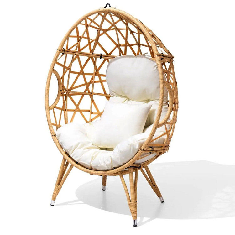 Muebles de exterior general Doblado Sí Redondo Pe Rattan Wicker Sofa de huevo Silla con cojín
