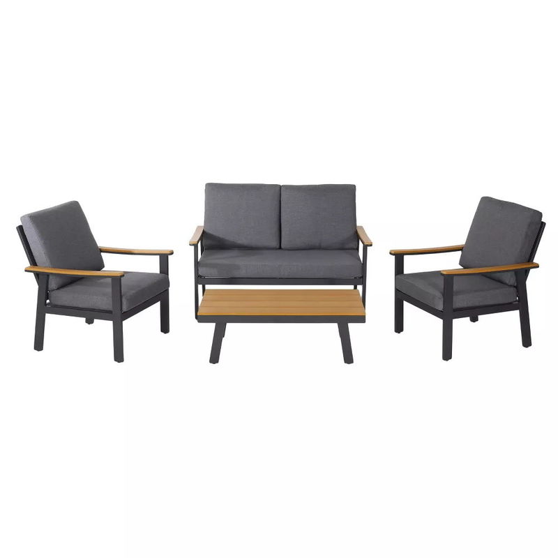 Sofá de jardín específico AJUNION Muebles de aluminio de 4 piezas para exteriores con mesa de café