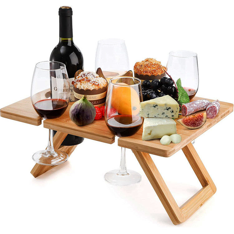 Tabla de picnic plegable de madera de bambú para comer y beber