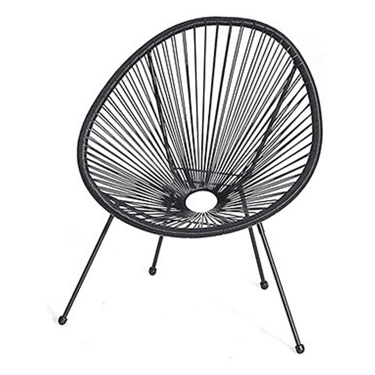 Cuadro metálico de plástico de ratan de vidrio silla Acapulco para balcón al aire libre patio césped ocio