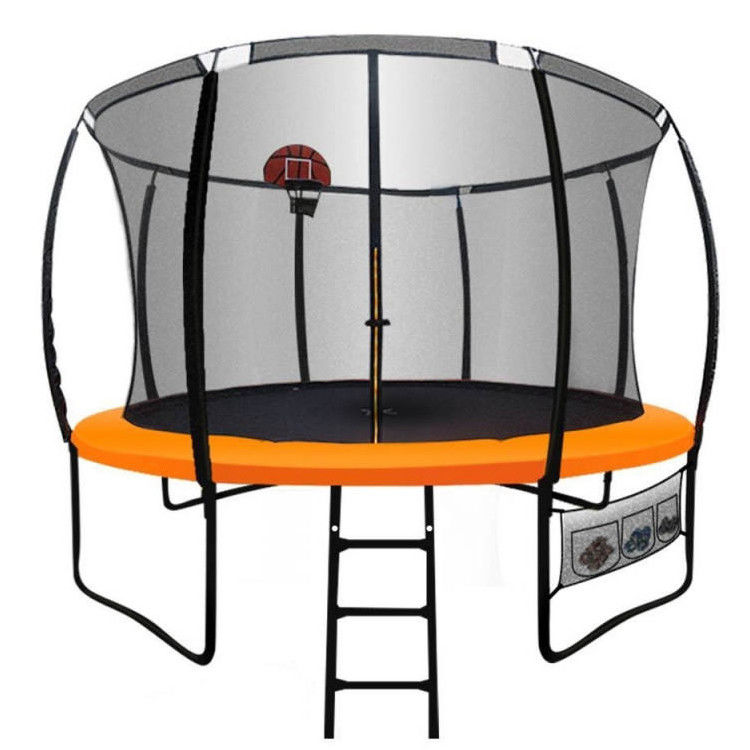 Jardín al aire libre Niños Niños Acondicionamiento físico Salto de la cama Trampolín redondo con baloncesto Goal Red de seguridad