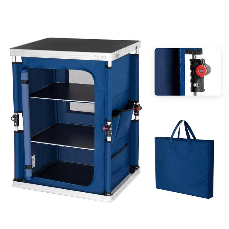 Muebles de exterior general de acampada mesa de cocina plegable con gabinete organizador de almacenamiento