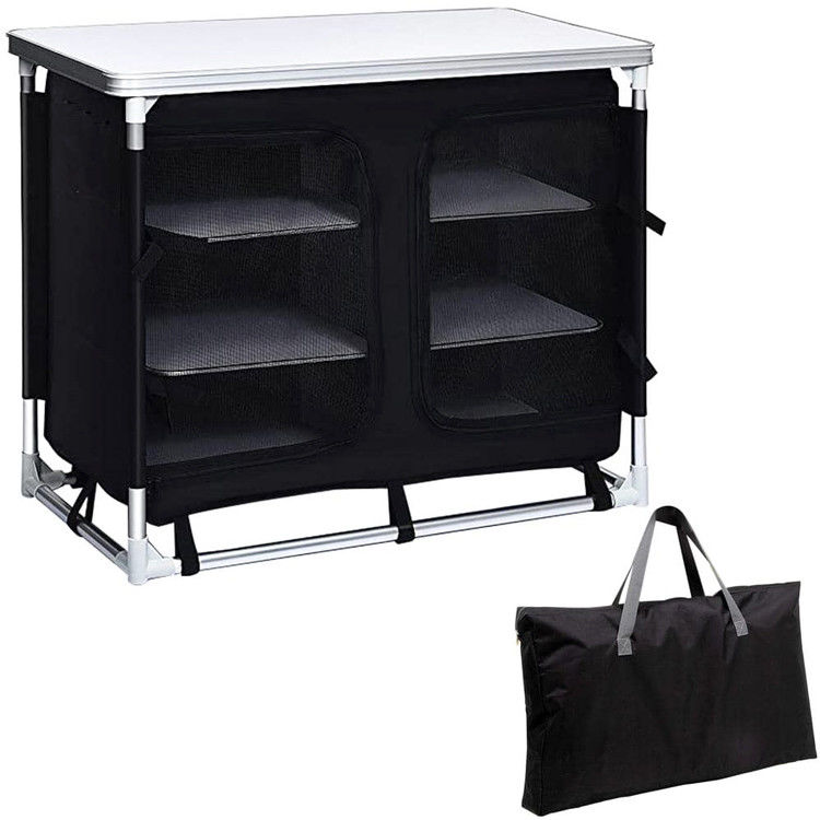Jardín al aire libre Patio Metal Picnic Organizador de almacenamiento Gabinete Cocina Acampada Mesa de cocina