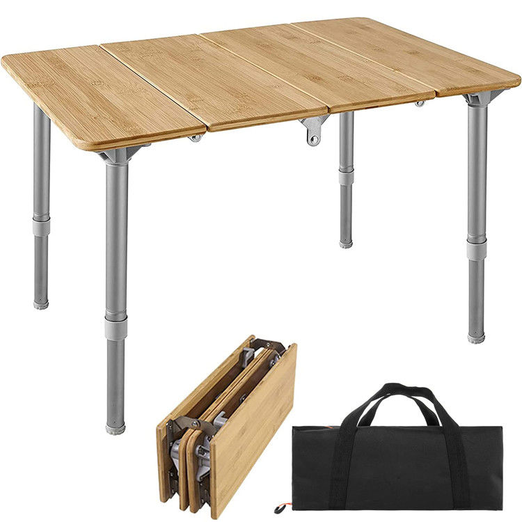 Mesa plegable ajustable de altura ligera para camping y picnic