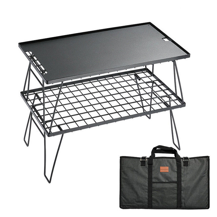 Mesa plegable exterior ligera portátil de aluminio metálico de bambú para senderismo y campamento